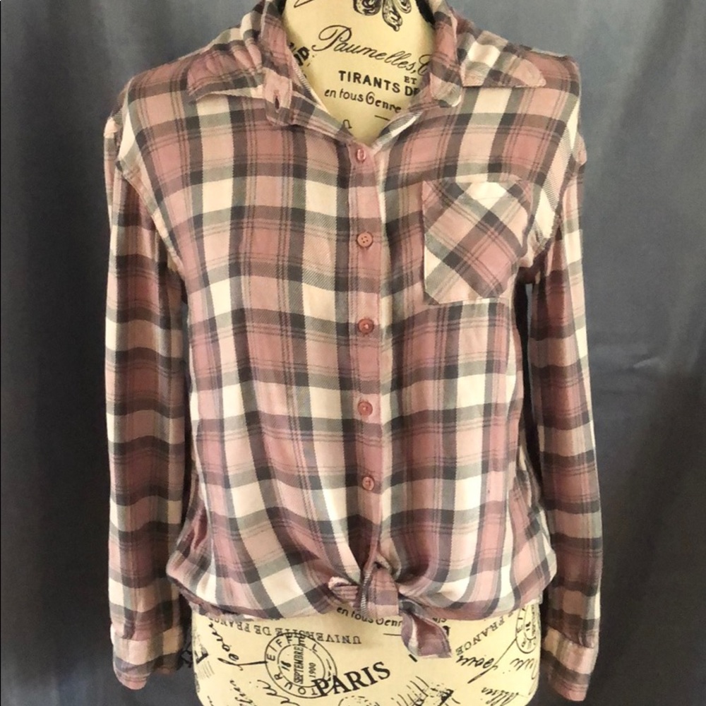 Justice Perfect Plaid Long Sleeve Shirt 14/16
